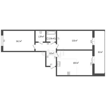2-комнатная квартира: Медведево, посёлок городского типа Медведево, ...
