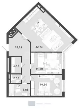 2-комнатная квартира: Калуга, улица Генерала Попова, 13 (86 м)