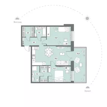 2-к кв. Вологодская область, Вологда Медуницинская ул., 13 (87.6 м)