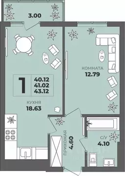 1-к кв. Калининградская область, Калининград ул. Генерала Толстикова, ...