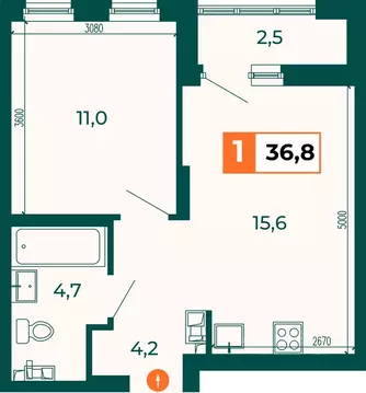 1-к кв. Свердловская область, Екатеринбург ВИЗ жилрайон, Квартал ...