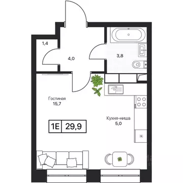 Студия Московская область, Пушкино Пушкино Град жилой комплекс, к2 ...