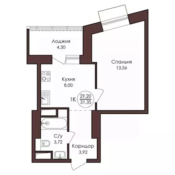 1-к кв. Хабаровский край, Хабаровск Советская ул., 33 (31.35 м)