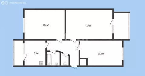 3-комнатная квартира: Черкесск, улица Доватора, 66 (60.4 м)