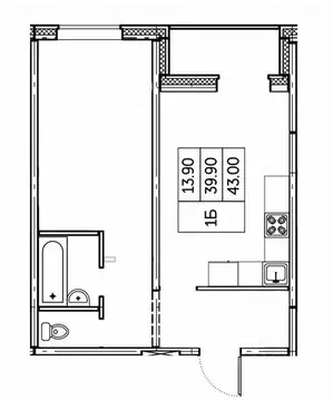 1-к кв. Чувашия, Чебоксары ул. П.В. Дементьева, поз1 (43.0 м)