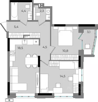 2-к кв. Удмуртия, Ижевск Северо-Западный жилрайон, 2-й мкр, Новый ...