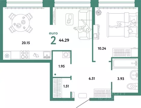 2-к кв. Свердловская область, Екатеринбург ул. Шефская, 22А (44.29 м)
