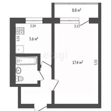 1-к кв. Псковская область, Псков пер. Машиниста, 1 (28.9 м)