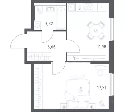 1-к кв. Башкортостан, Уфа ул. Минигали Губайдуллина, 8к9 (38.67 м)