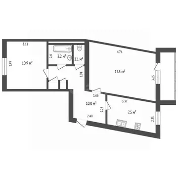 2-к кв. Смоленская область, Дорогобужский муниципальный округ, ...
