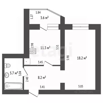 1-к кв. Самарская область, Самара просека 6-я, 155 (43.4 м)