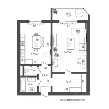 1-к кв. Тюменская область, Тюмень ул. Пермякова, 82к1 (45.0 м)