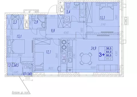 3-к кв. Астраханская область, Астрахань ул. Трофимова (86.8 м)