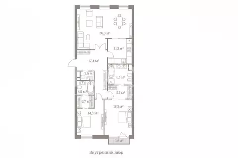 3-комнатная квартира: Москва, улица Большая Полянка, 44 (123 м)