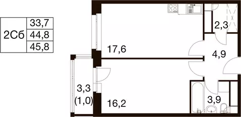 1-комнатная квартира: Балашиха, микрорайон Гагарина, Проектная улица, ...