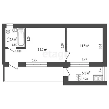 2-комнатная квартира: Витязево, Солнечная улица, 12А (30 м)