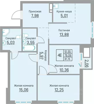 4-к кв. Пермский край, д. Кондратово ул. Водопроводная, 6/4 (81.15 м)
