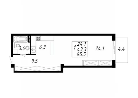 1-к кв. Ставропольский край, Ессентуки Озеро жилой комплекс (45.5 м)