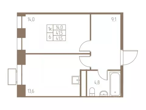 1-к кв. Московская область, Пушкино Фабрикант жилой комплекс, 1 (41.5 ...