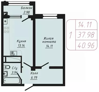 1-к кв. Ставропольский край, Кисловодск ул. Фоменко (40.96 м)