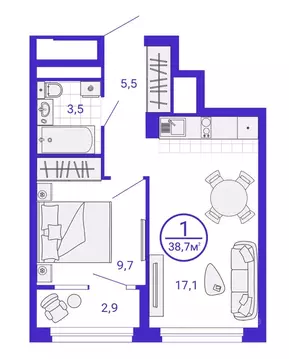 1-к кв. Свердловская область, Екатеринбург Уктус жилрайон, Астон ...