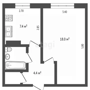 1-к кв. Вологодская область, пос. Непотягово 21 (34.5 м)