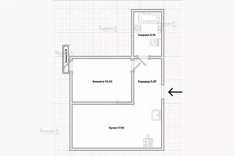 1-комнатная квартира: Екатеринбург, улица Чемпионов, 4 (38.6 м)