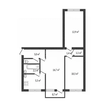 3-к кв. Брянская область, Брянск Московский просп., 132 (55.7 м)