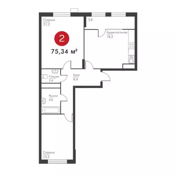 2-к кв. Самарская область, Самара просп. Масленникова, 14А (74.54 м)