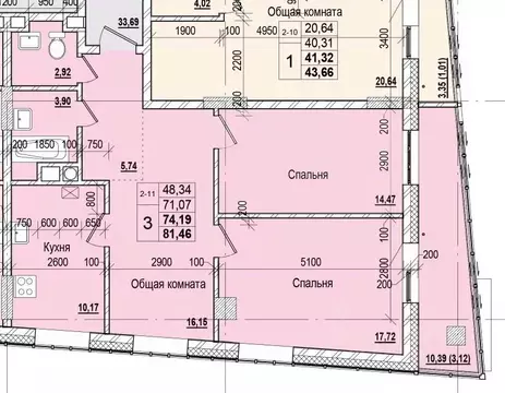 3-к кв. Саха (Якутия), Якутск ул. Чкалова, 47 (74.19 м)