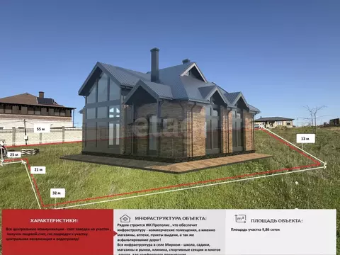 Участок в Крым, Симферопольский район, с. Мирное ул. Учительская (9.86 ...