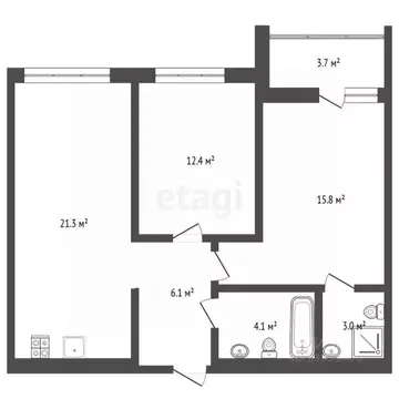 2-к кв. Тюменская область, Тюмень ул. Разведчика Кузнецова, 16А (67.0 ...
