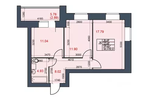 2-к кв. Вологодская область, Череповец 144-й мкр,  (56.57 м)