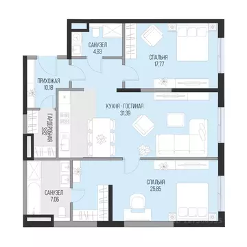 2-к кв. Москва Садовническая наб., 71 (100.9 м)