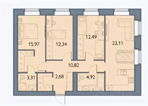 3-к кв. Брянская область, Брянский район, пос. Мичуринский, ...