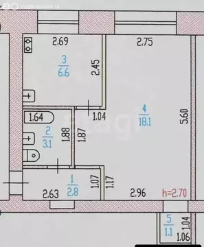 1-комнатная квартира: Барнаул, улица 40 лет Октября, 34 (31.7 м)