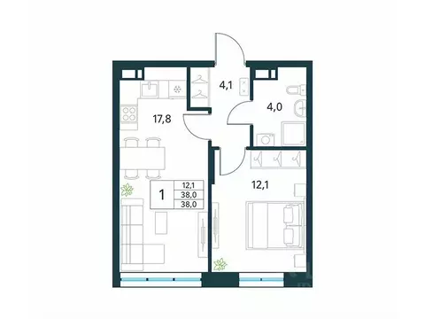 1-к кв. Забайкальский край, Чита Хороший мкр,  (38.0 м)