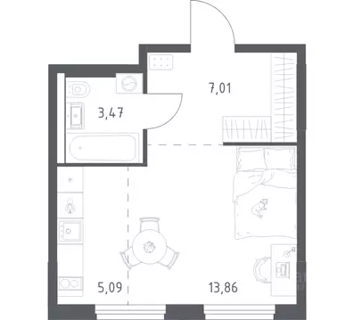 1-к кв. Башкортостан, Уфа ул. Минигали Губайдуллина, 8к9 (29.43 м)