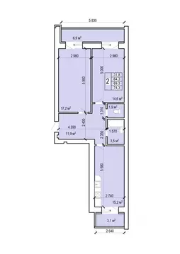 2-к кв. Саратовская область, Энгельс Новобазарная ул., 4 (74.3 м)