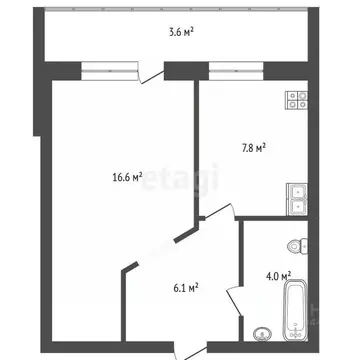 1-к кв. Тюменская область, Тюмень ул. Александра Матросова, 1 (38.1 м)