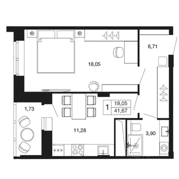 1-к кв. Московская область, Апрелевка Наро-Фоминский городской округ, ...