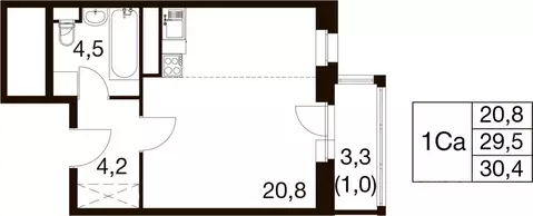 Студия Московская область, Балашиха Гагарина мкр, ул. Проектная, 9Ас1 ...