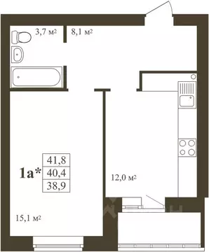 1-к кв. Тамбовская область, Тамбов Телецентр мкр,  (41.8 м)