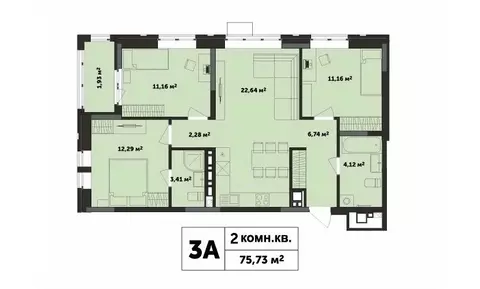 3-к кв. Удмуртия, Ижевск ул. Академика Павлова (75.73 м)