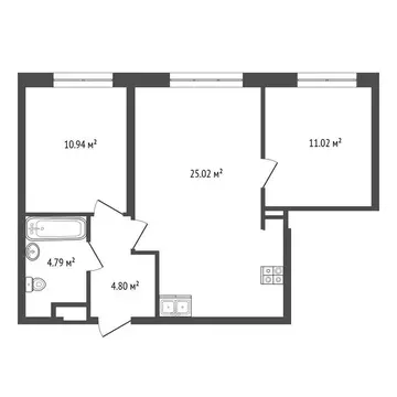 2-комнатная квартира: Тюмень, улица Фармана Салманова, 17 (55.7 м)
