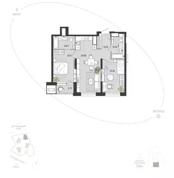 2-к кв. Тульская область, Тула ул. Фридриха Энгельса, 74 (67.87 м)