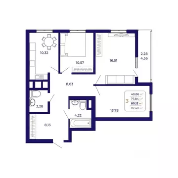 3-к кв. Башкортостан, Уфа Затон-Восточный жилрайон, Паруса жилой ...