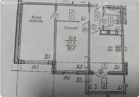 2-комнатная квартира: Воронеж, улица Ключникова, 14к4 (59 м)