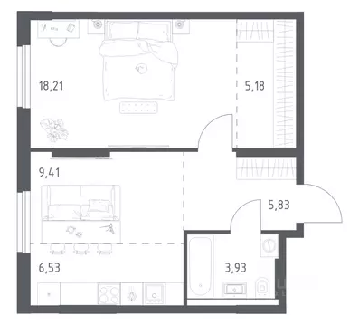 1-к кв. Башкортостан, Уфа ул. Минигали Губайдуллина, 8к9 (49.09 м)