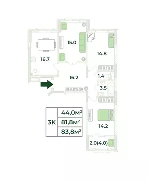 3-к кв. Крым, Симферопольский район, с. Мирное, Жигулина Роща мкр  ...